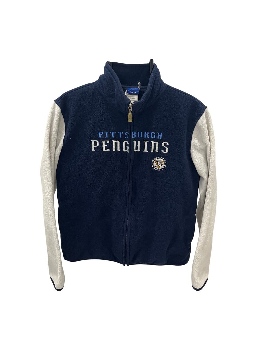 Reebok Pittsburgh Penguins Women’s Size L Full Zip Fleece Jacket Navy Blue NHL